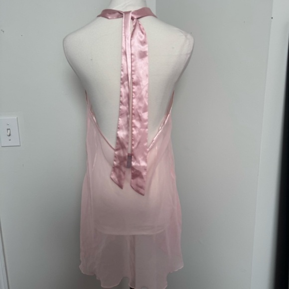Y2K Elegant Pink Halter Dress Slip Mini Sheer Lingerie coquette Fairycore S\M - Picture 5 of 6